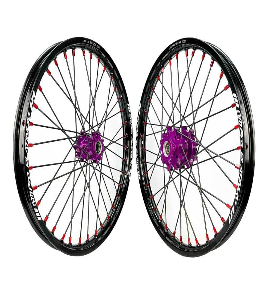 SM Pro Light Bee Wheelset Purple Black Hub and Red Nipples