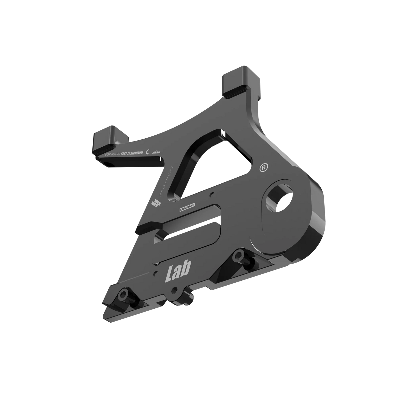 IZI Brothers caliper mount for Sur-Ron Light Bee swingarm - black 3/4 exterior side view