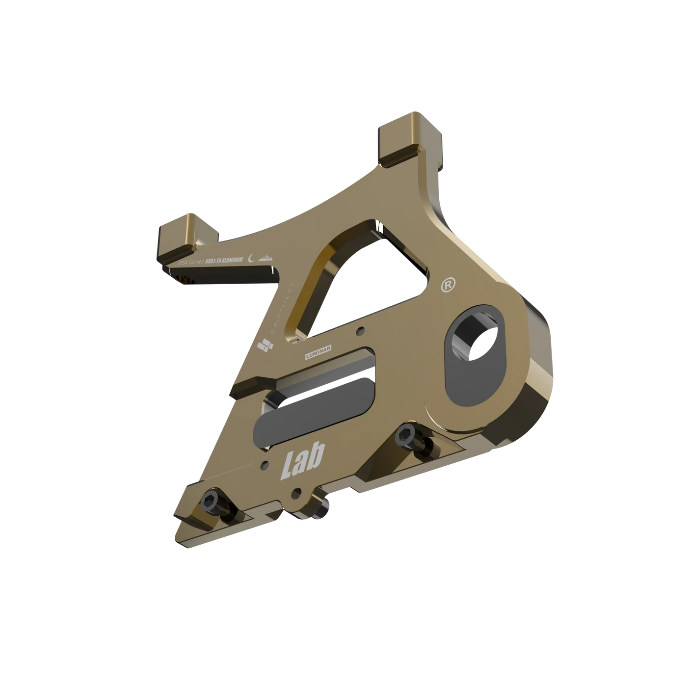 IZI Brothers caliper mount for Sur-Ron Light Bee swingarm - copper 3/4 exterior profile view