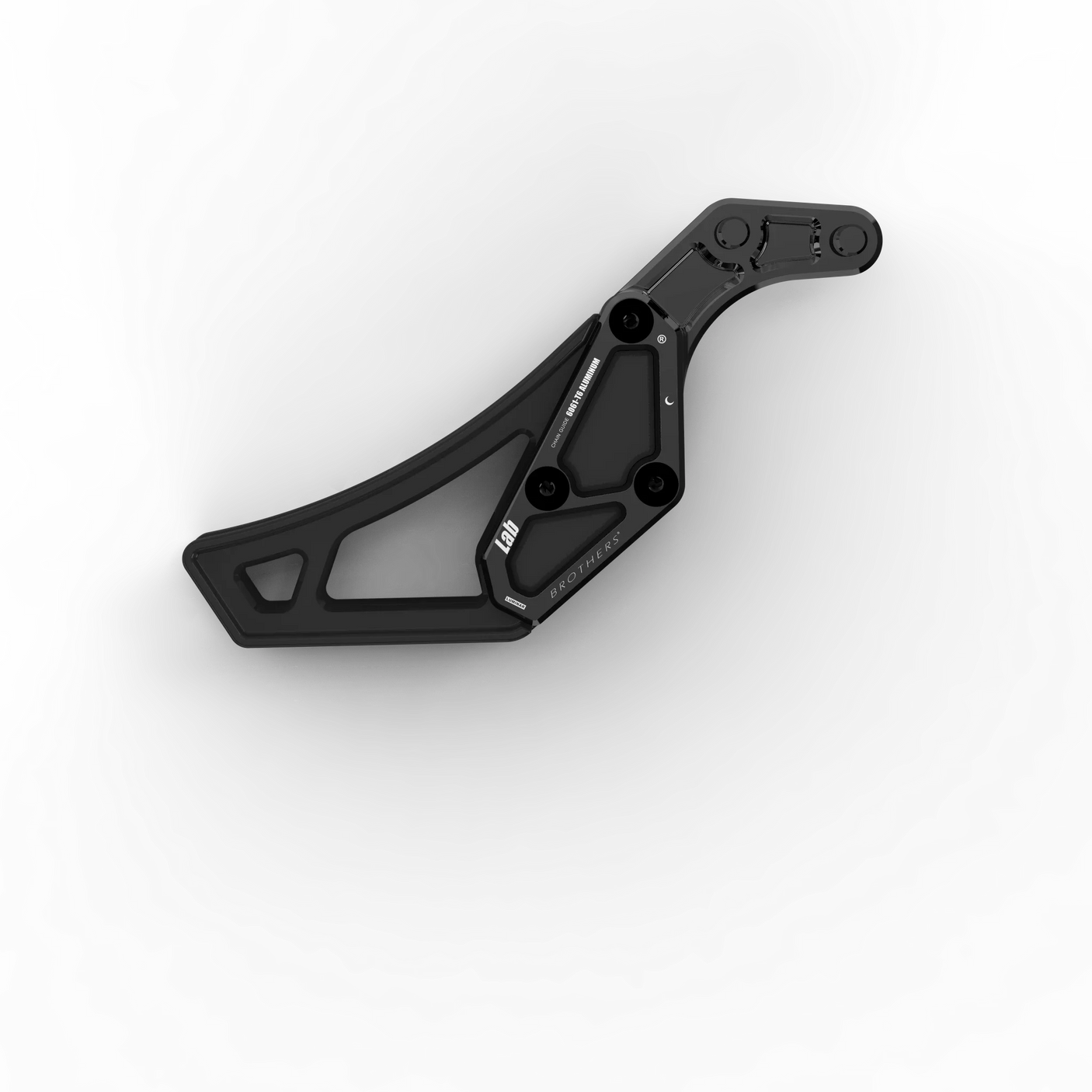 IZI Brothers complete chain guide for Sur-Ron Light Bee swingarm - black side view laid flat