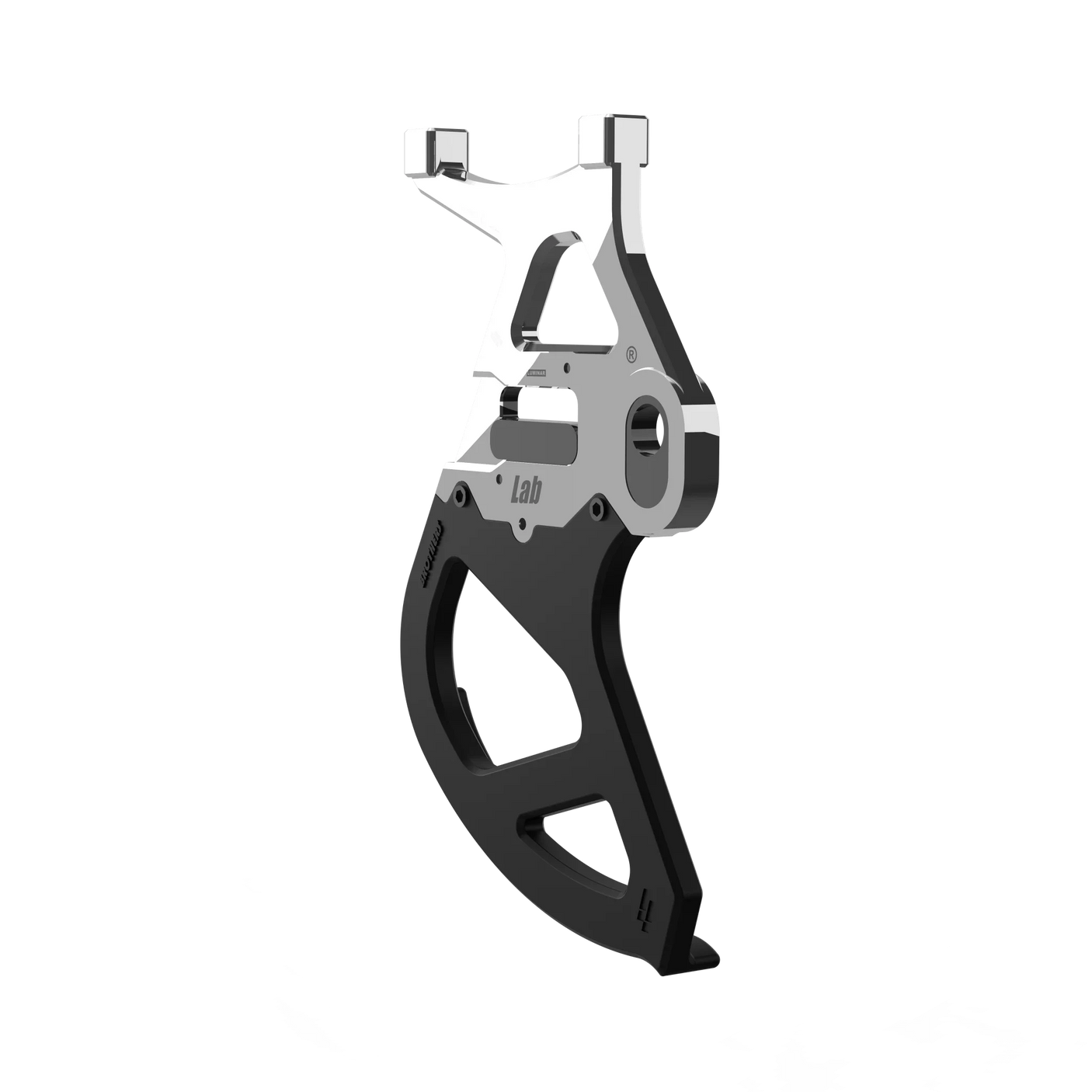 IZI Brothers Disk Guard for Sur-Ron Light Bee swingarm - raw 3/4 view