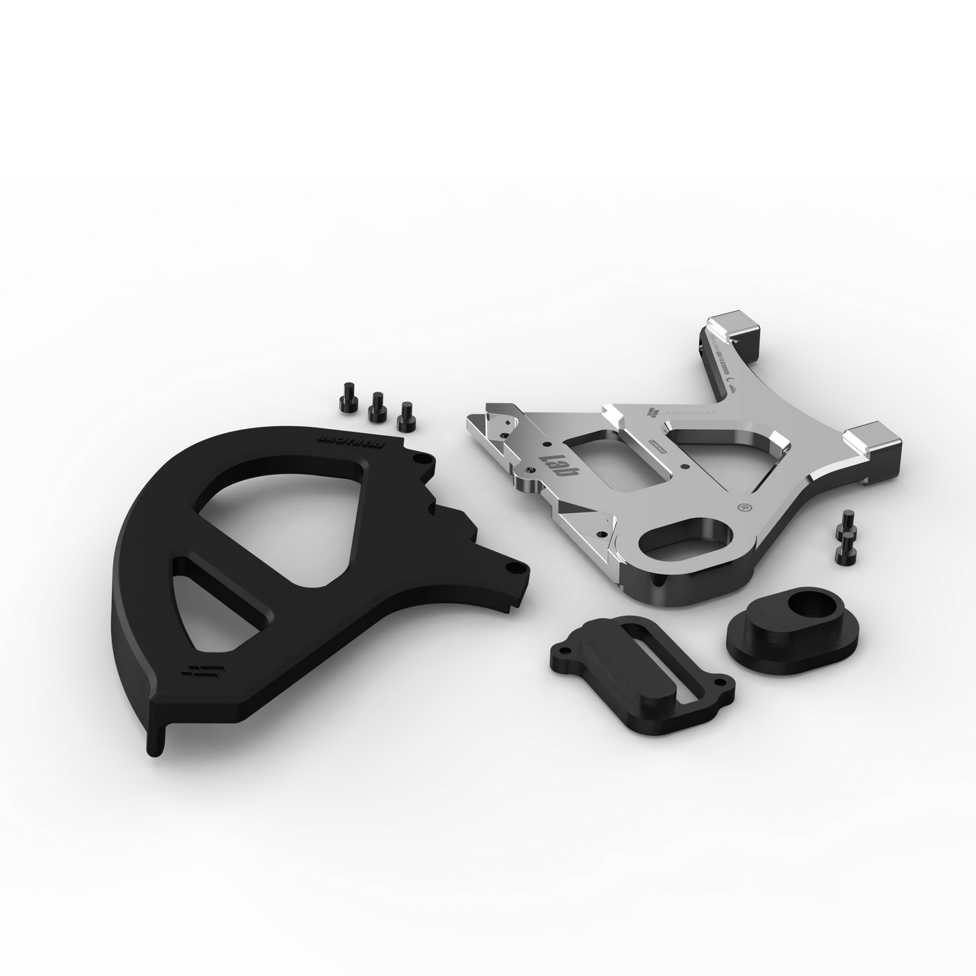 IZI Brothers Disk Guard for Sur-Ron Light Bee swingarm - raw exploded view