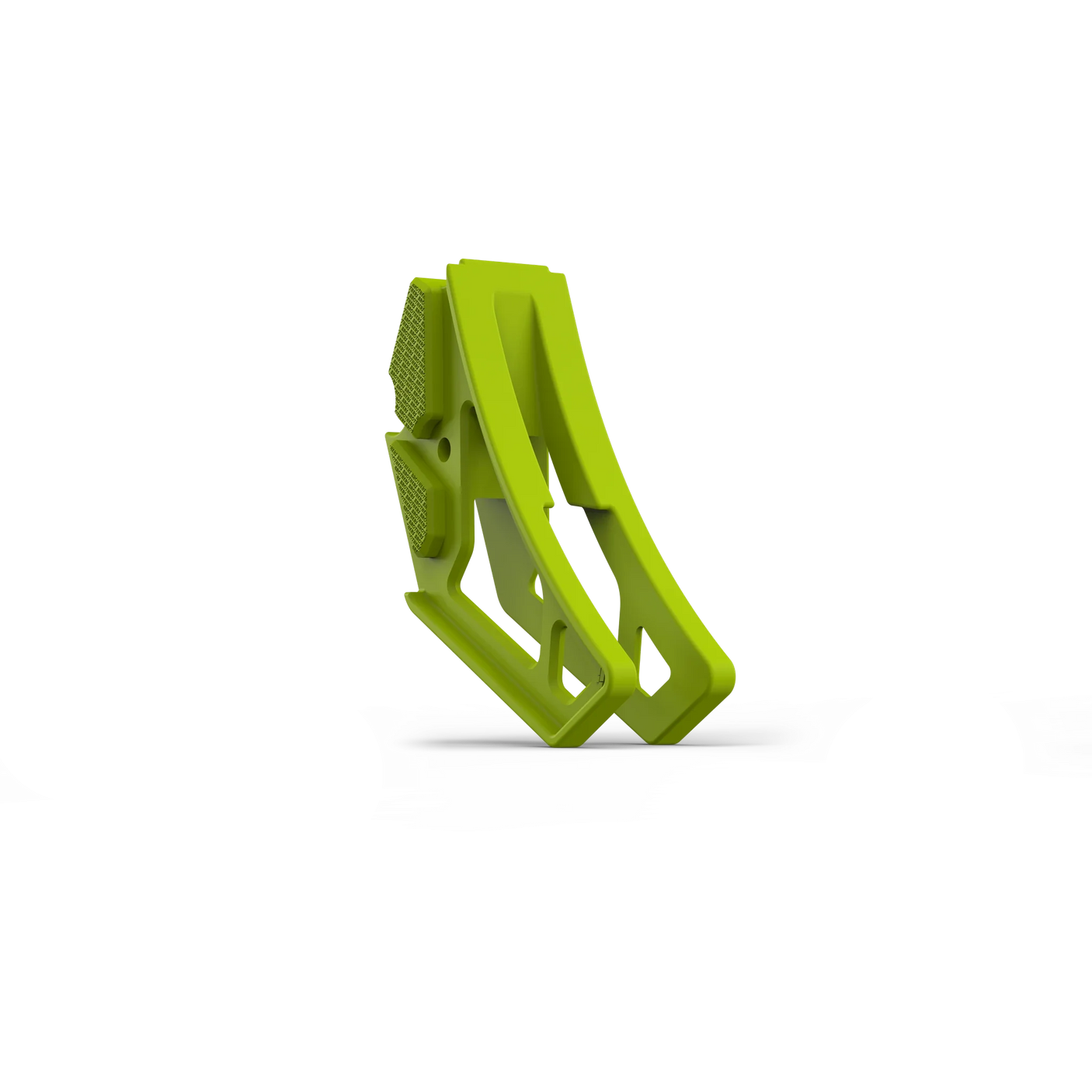 IZI Brothers nylon chain guide for Sur-Ron Light Bee swingarm - green three-quarter front view