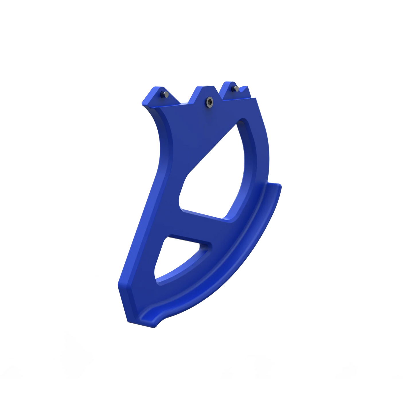 IZI Brothers Nylon Disk Guard for Sur-Ron Light Bee swingarm - blue 3/4 profile view