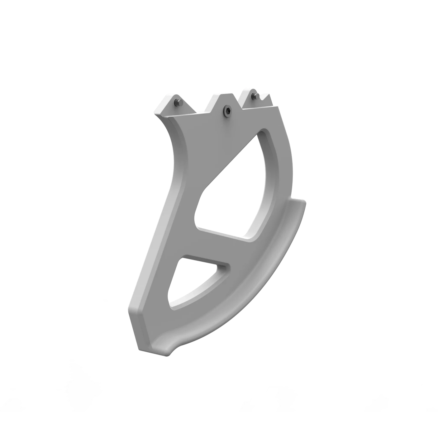 IZI Brothers Nylon Disk Guard for Sur-Ron Light Bee swingarm - white 3/4 profile view