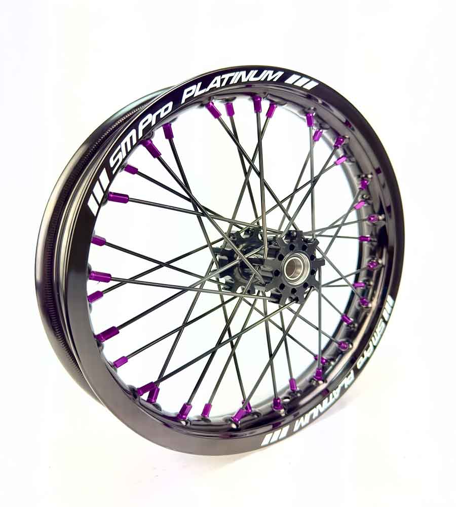 SM Pro Light Bee Wheelset – Black Rim and Purple Nipples - EVFREAKS SM Pro Light Bee Wheelset – Black Rim and Purple Nipples