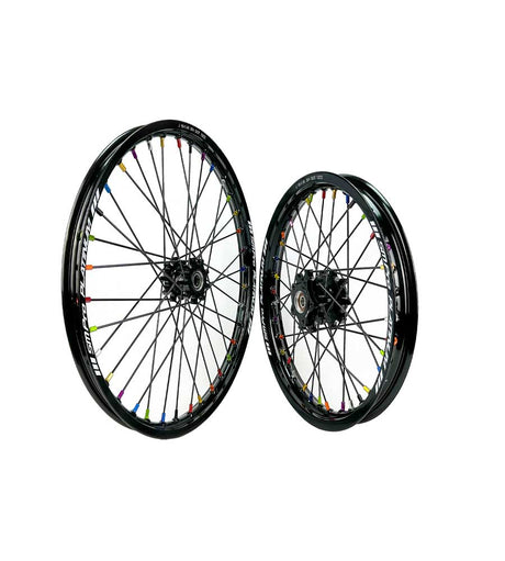 SM Pro Light Bee Wheelset – Black Rim and Rainbow Nipples - EVFREAKSSM Pro Light Bee Wheelset – Black Rim and Rainbow Nipples