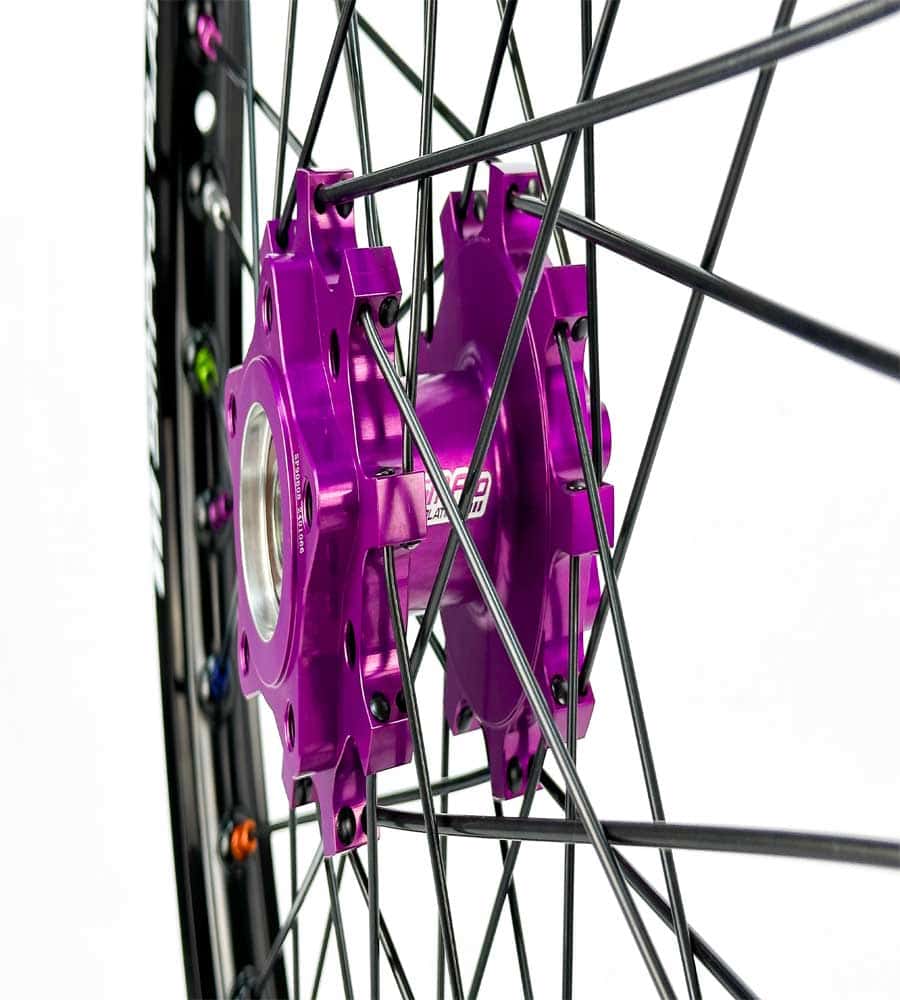 SM Pro Light Bee Wheelset – Purple Black Hub and Rainbow Nipples - EVFREAKS SM Pro Light Bee Wheelset – Purple Black Hub and Rainbow Nipples