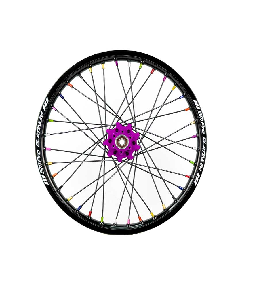 SM Pro Light Bee Wheelset – Purple Black Hub and Rainbow Nipples - EVFREAKS SM Pro Light Bee Wheelset – Purple Black Hub and Rainbow Nipples
