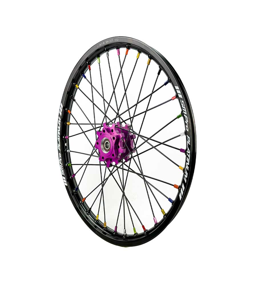 SM Pro Light Bee Wheelset – Purple Black Hub and Rainbow Nipples - EVFREAKS SM Pro Light Bee Wheelset – Purple Black Hub and Rainbow Nipples