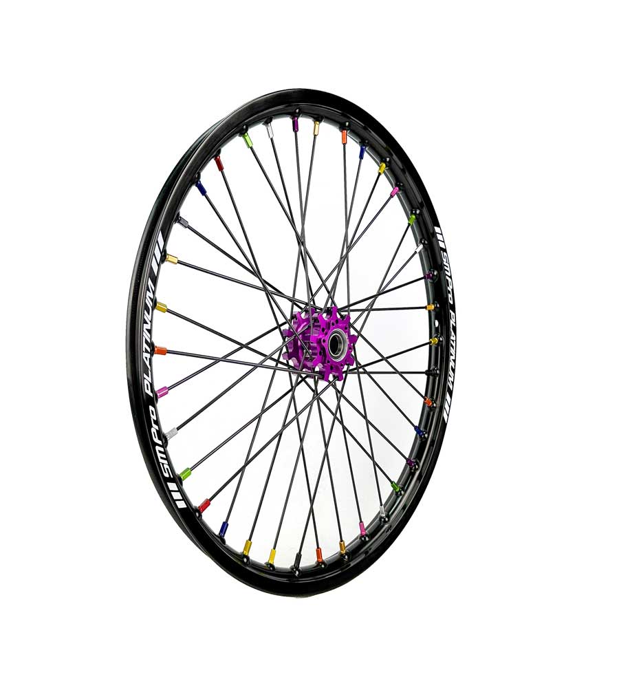 SM Pro Light Bee Wheelset – Purple Black Hub and Rainbow Nipples - EVFREAKS SM Pro Light Bee Wheelset – Purple Black Hub and Rainbow Nipples
