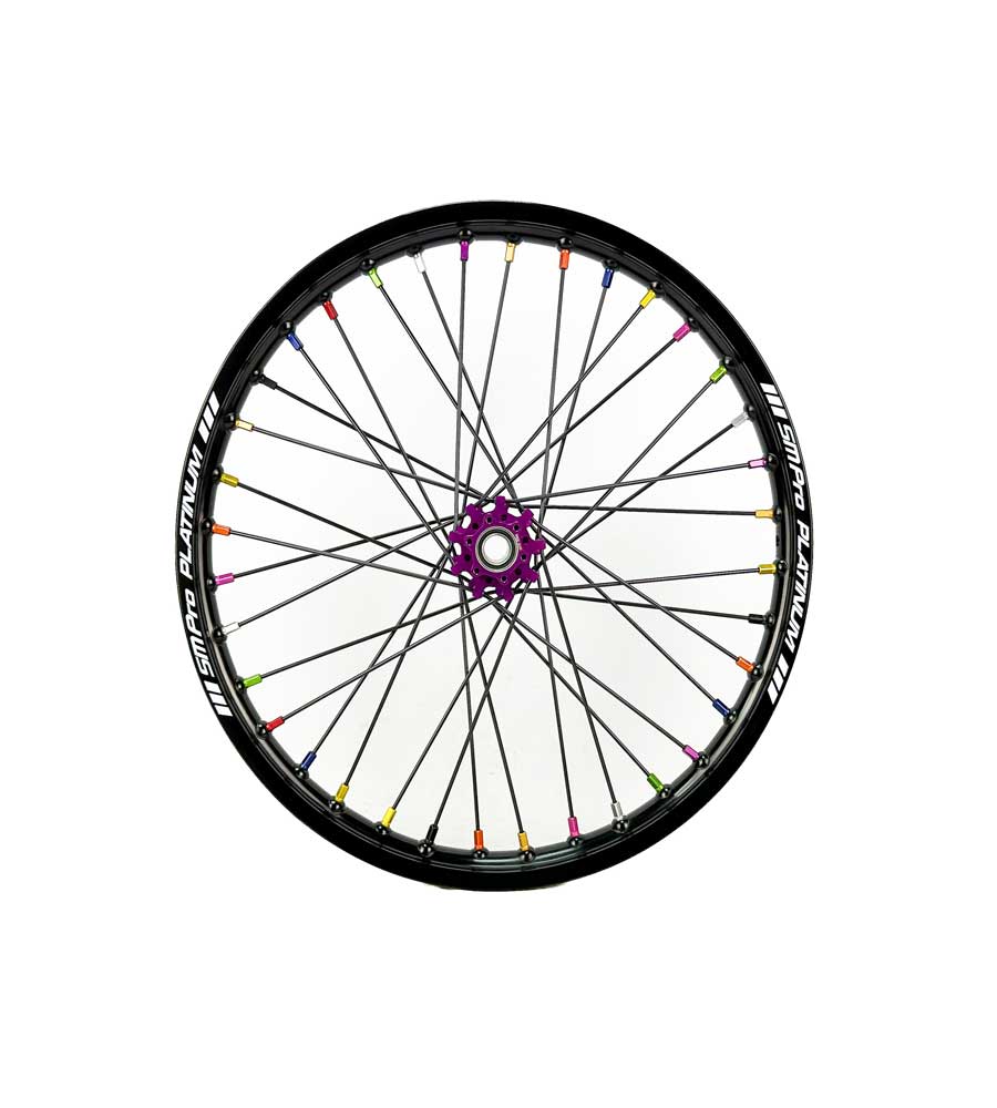 SM Pro Light Bee Wheelset – Purple Black Hub and Rainbow Nipples - EVFREAKS SM Pro Light Bee Wheelset – Purple Black Hub and Rainbow Nipples