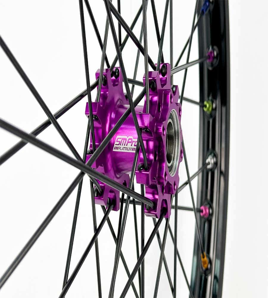 SM Pro Light Bee Wheelset – Purple Black Hub and Rainbow Nipples - EVFREAKS SM Pro Light Bee Wheelset – Purple Black Hub and Rainbow Nipples