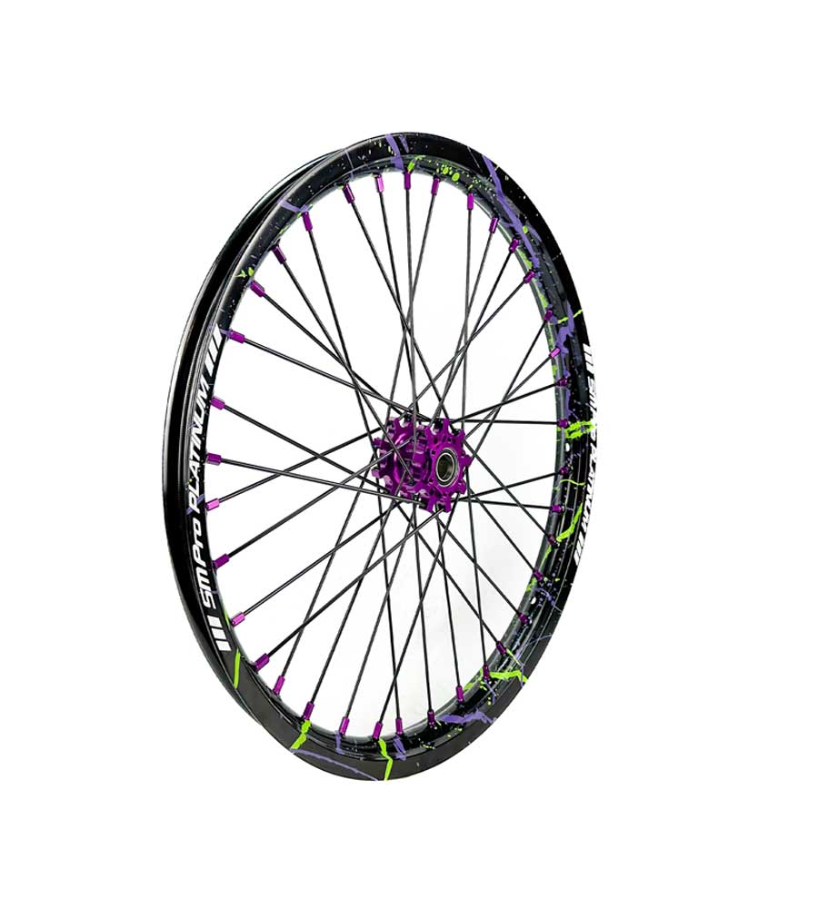 SM Pro Light Bee Wheelset – Zombie Green Splatterkote and Purple Nipples - EVFREAKSSM Pro Light Bee Wheelset – Zombie Green Splatterkote and Purple Nipples