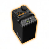 VTB Pegasus 96V 56Ah Ultra Bee battery, front view with top display and carry strap