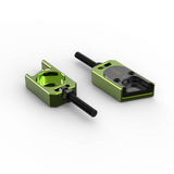IZI Brothers axle blocks for Sur-Ron Light Bee swingarm - green top exterior perspective view