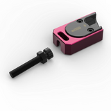 IZI Brothers axle blocks for Sur-Ron Light Bee swingarm - pink top exterior view of single disassembled piece