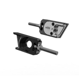 IZI Brothers axle blocks for Sur-Ron Light Bee swingarm - raw black exterior front view of both pieces