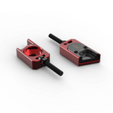 IZI Brothers axle blocks for Sur-Ron Light Bee swingarm - red top view of both pieces exterior side