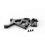 IZI Brothers caliper mount for Sur-Ron Light Bee swingarm - black top-down exploded exterior view