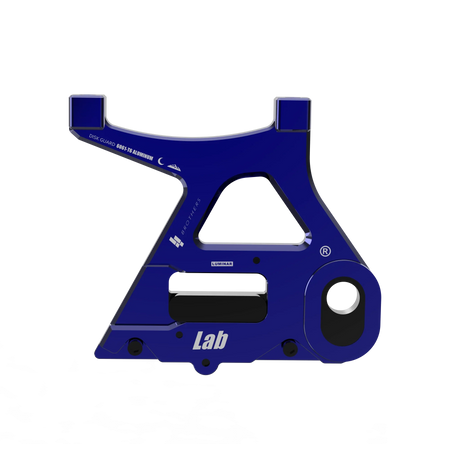 IZI Brothers caliper mount for Sur-Ron Light Bee swingarm - blue exterior front view
