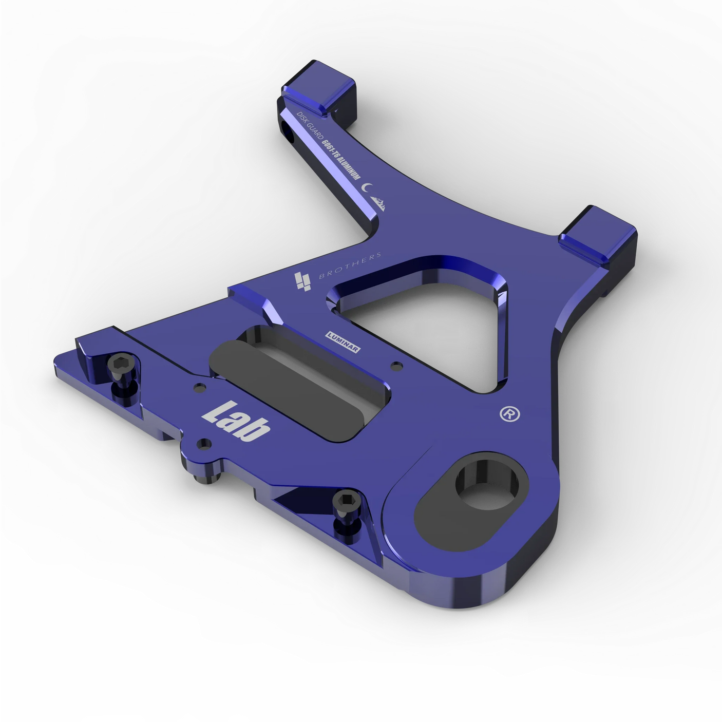 IZI Brothers caliper mount for Sur-Ron Light Bee swingarm - blue top-down exterior view