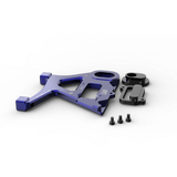 IZI Brothers caliper mount for Sur-Ron Light Bee swingarm - blue top-down exploded exterior view