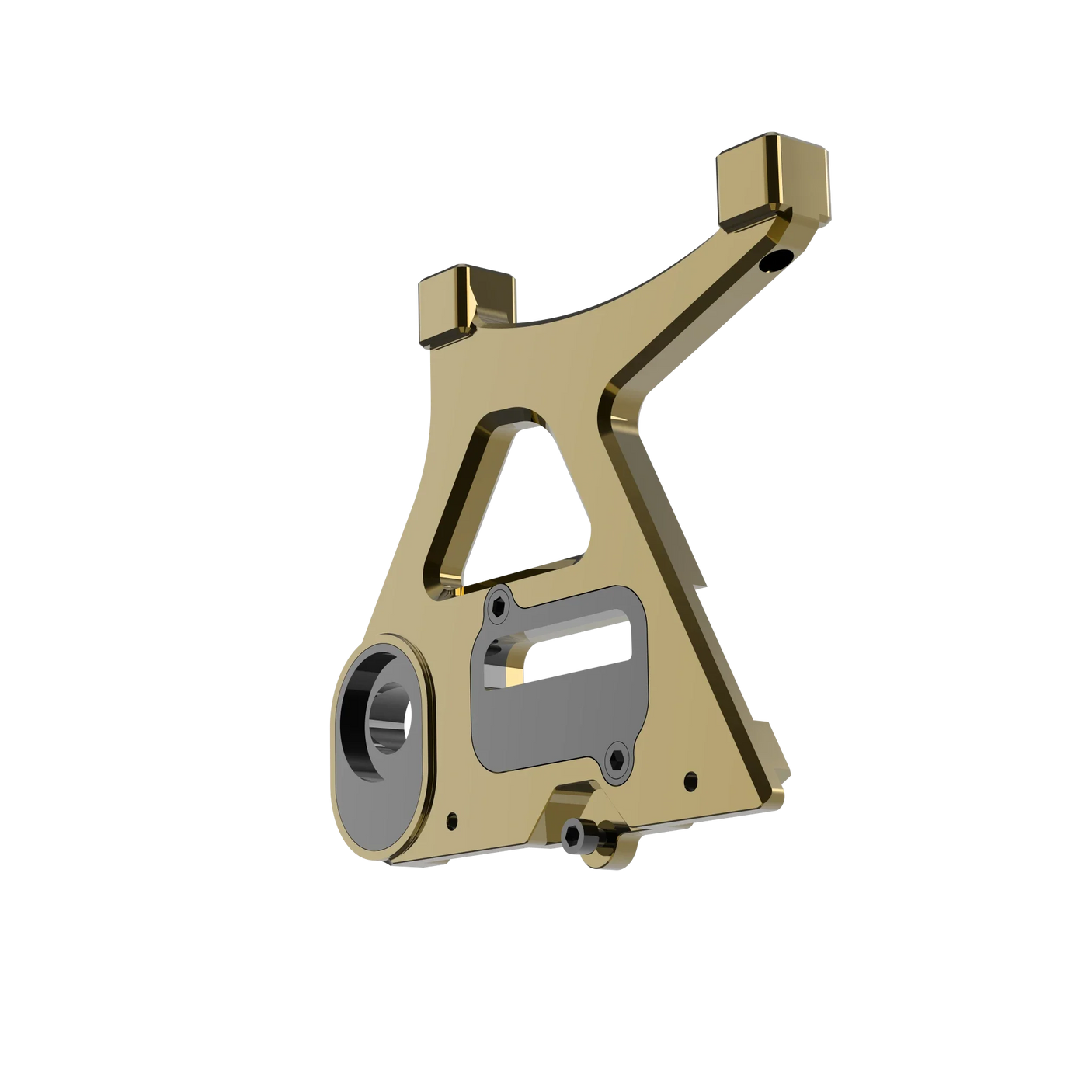 IZI Brothers caliper mount for Sur-Ron Light Bee swingarm - copper 3/4 interior profile view