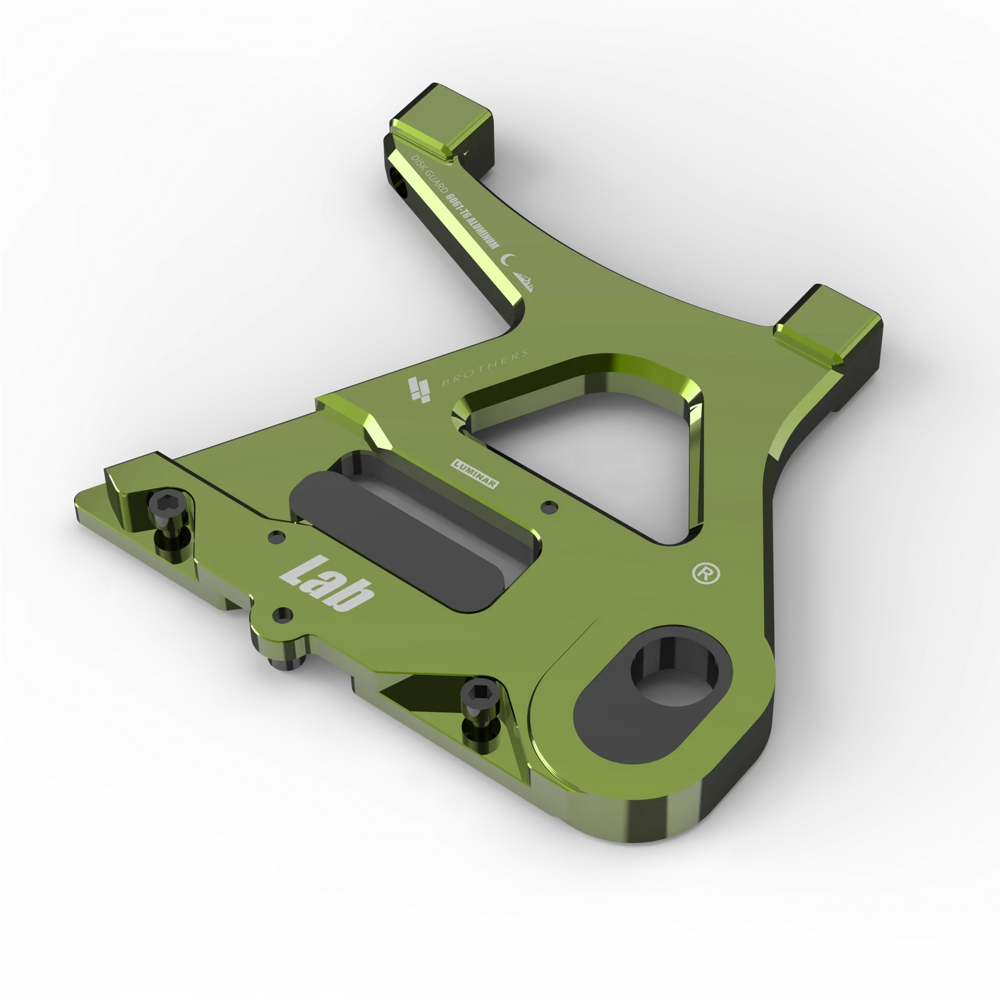 IZI Brothers caliper mount for Sur-Ron Light Bee swingarm - green top-down exterior view
