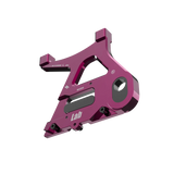 IZI Brothers caliper mount for Sur-Ron Light Bee swingarm - pink 3/4 exterior side view
