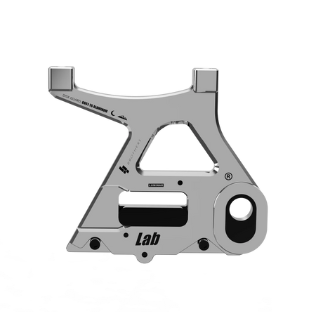 IZI Brothers caliper mount for Sur-Ron Light Bee swingarm - raw exterior front view