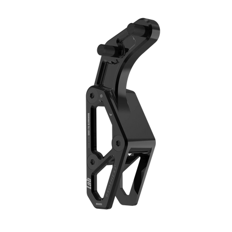 IZI Brothers chain guide body for Sur-Ron Light Bee swingarm - black three-quarter front view