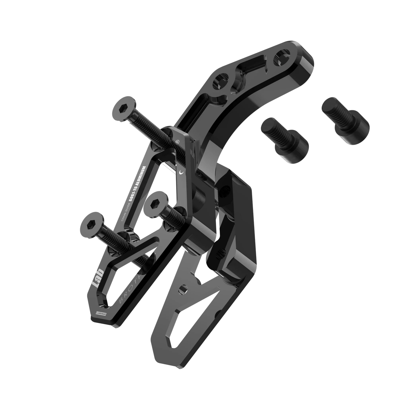 IZI Brothers chain guide body for Sur-Ron Light Bee swingarm - black exploded front view