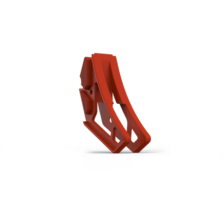 IZI Brothers nylon chain guide for Sur-Ron Light Bee swingarm - orange three-quarter front view