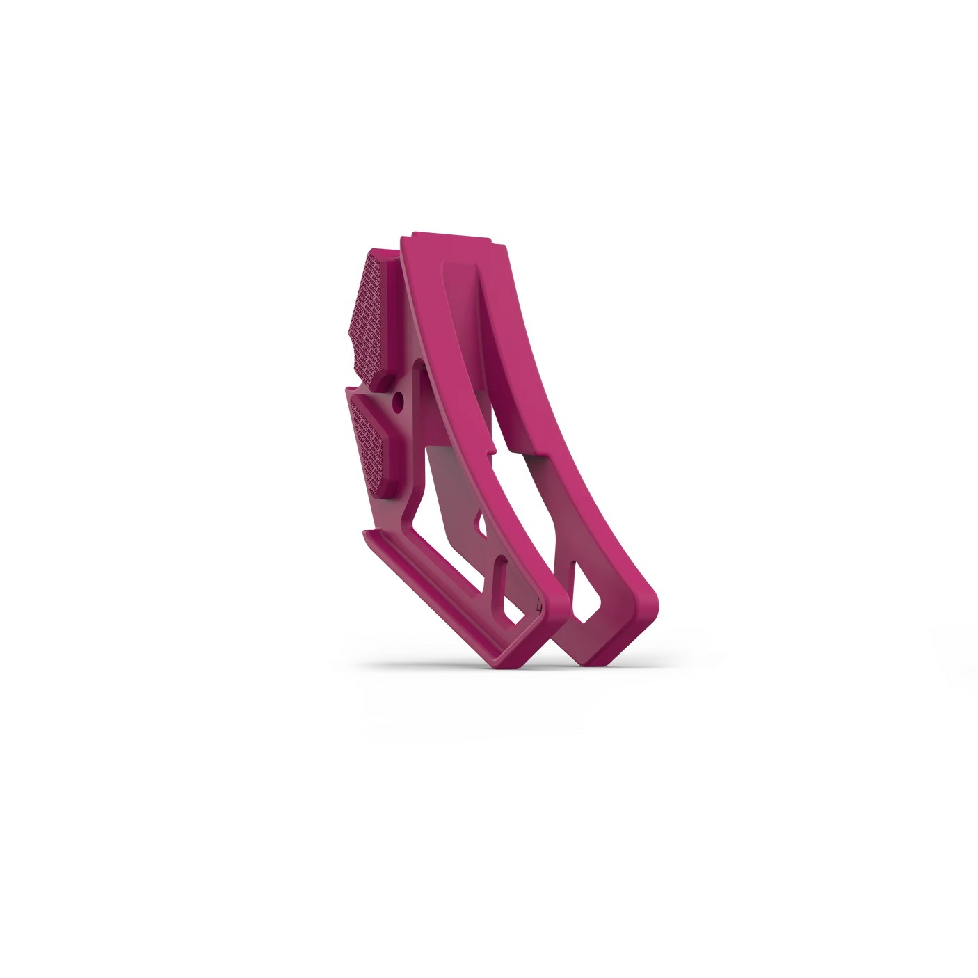 IZI Brothers nylon chain guide for Sur-Ron Light Bee swingarm - pink three-quarter front view