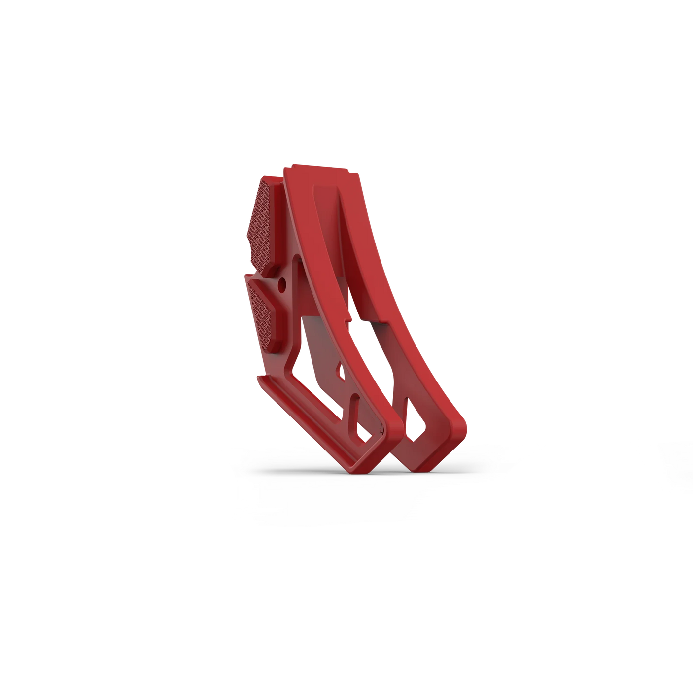 IZI Brothers nylon chain guide for Sur-Ron Light Bee swingarm - red three-quarter front view