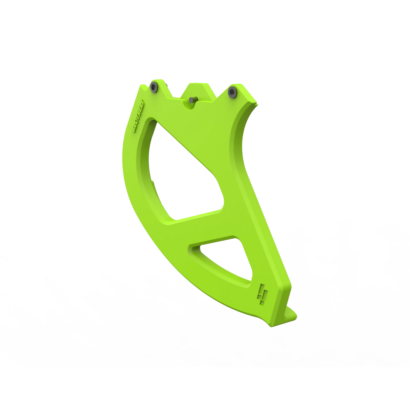 IZI Brothers Nylon Disk Guard for Sur-Ron Light Bee swingarm - green 1/4 profile view