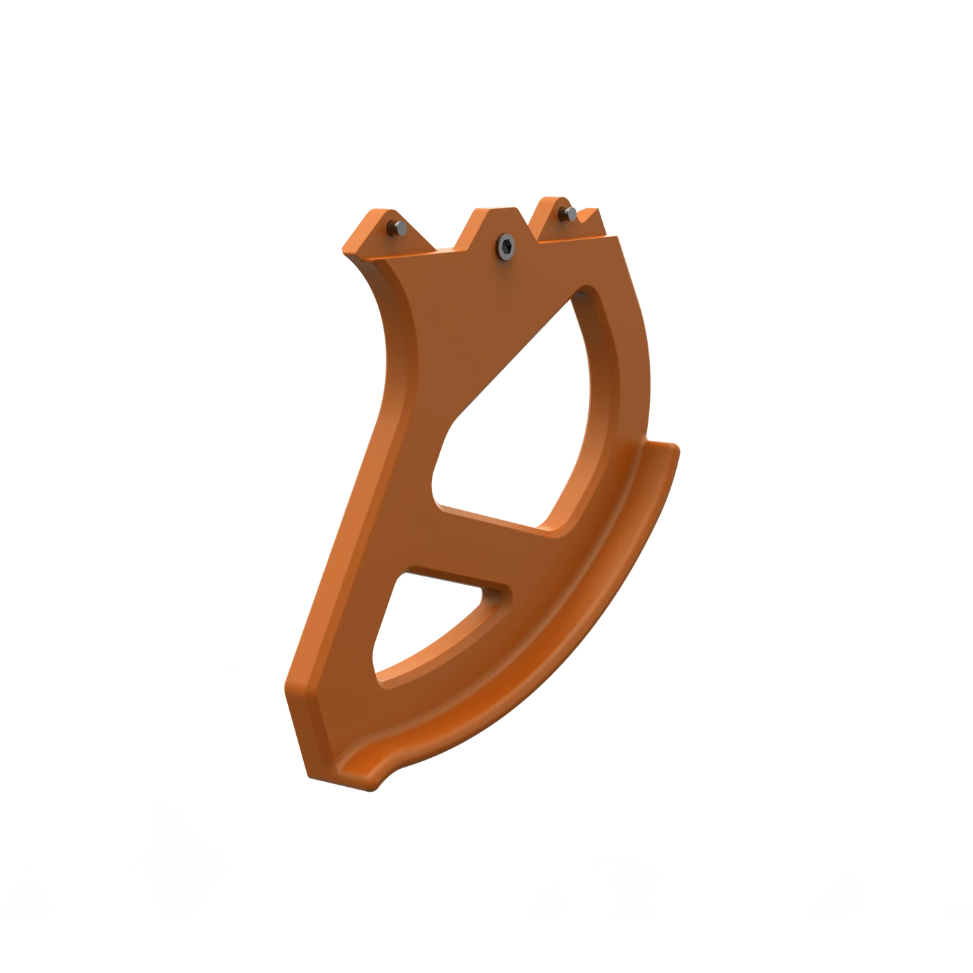IZI Brothers Nylon Disk Guard for Sur-Ron Light Bee swingarm - orange 3/4 profile view
