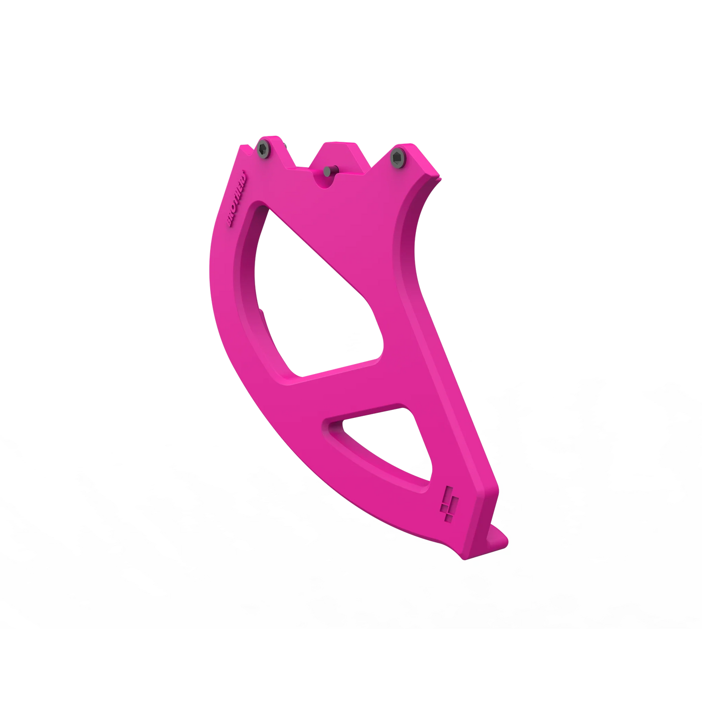 IZI Brothers Nylon Disk Guard for Sur-Ron Light Bee swingarm - pink 1/4 profile view