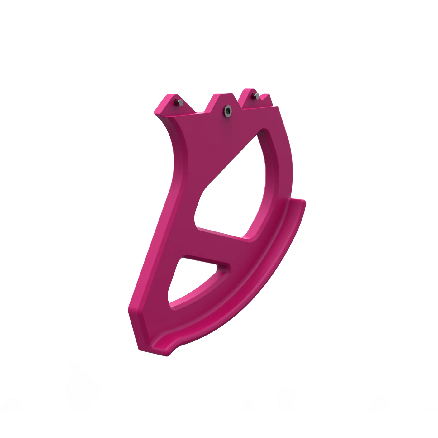 IZI Brothers Nylon Disk Guard for Sur-Ron Light Bee swingarm - pink 3/4 profile view