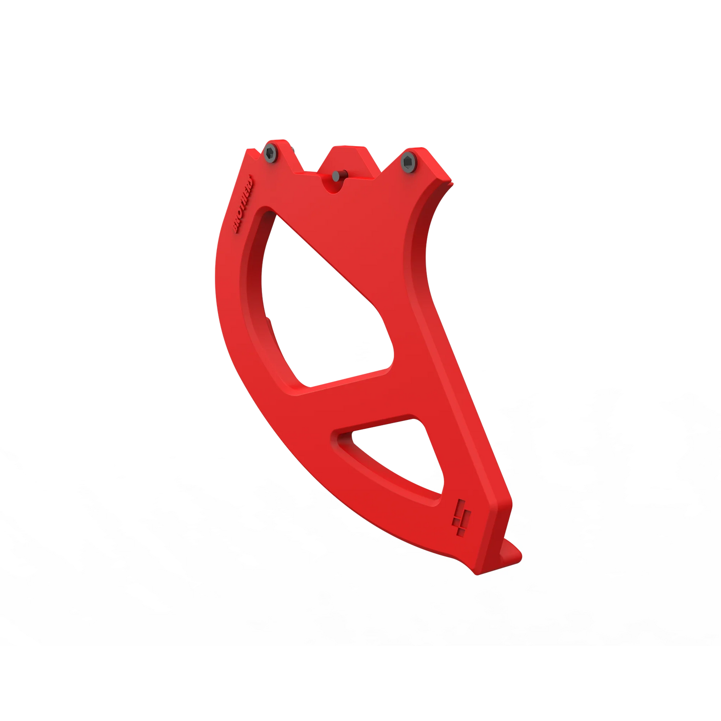 IZI Brothers Nylon Disk Guard for Sur-Ron Light Bee swingarm - red 1/4 profile view