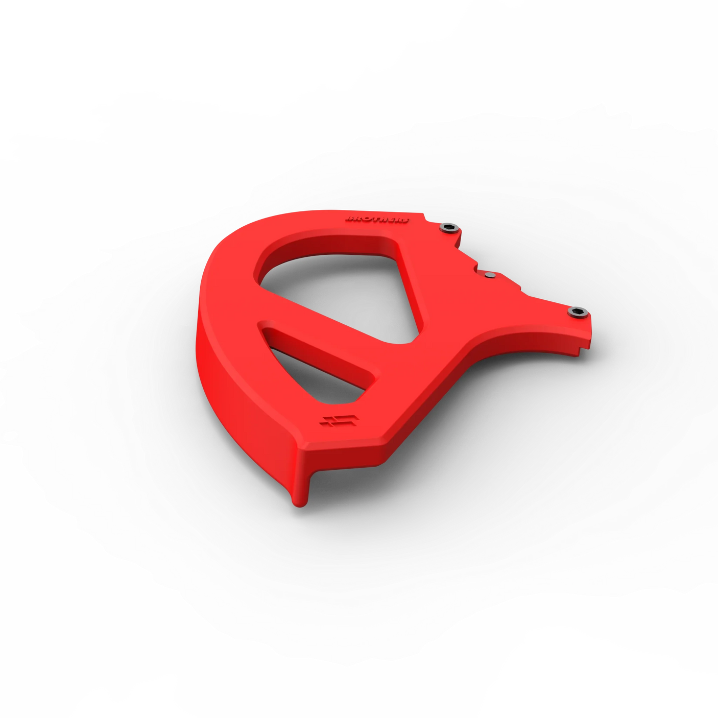 IZI Brothers Nylon Disk Guard for Sur-Ron Light Bee swingarm - red top angled view