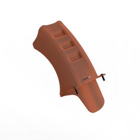 IZI Brothers Mud Guard for Sur-Ron Light Bee swingarm - orange 1/4 front view