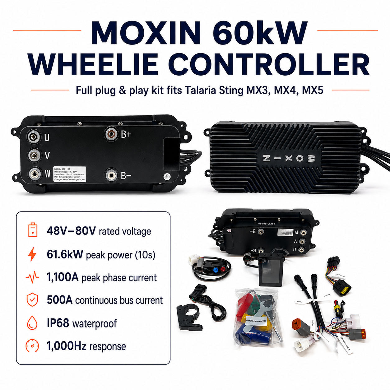 Moxin 60kW Wheelie Controller – Talaria Sting MX3/MX4/MX5 Plug & Play Kit