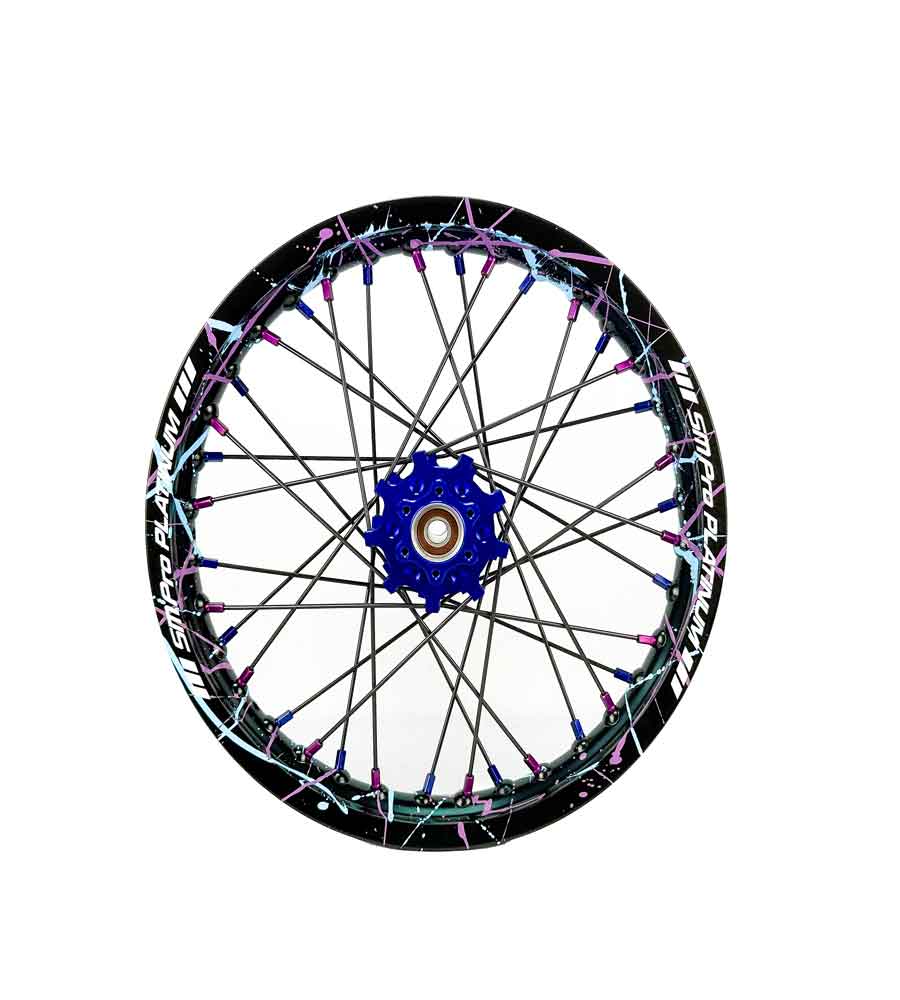 SM Pro Light Bee Wheelset – Splatterkote and Blue and Purple Nipples - EVFREAKSSM Pro Light Bee Wheelset – Splatterkote and Blue and Purple Nipples