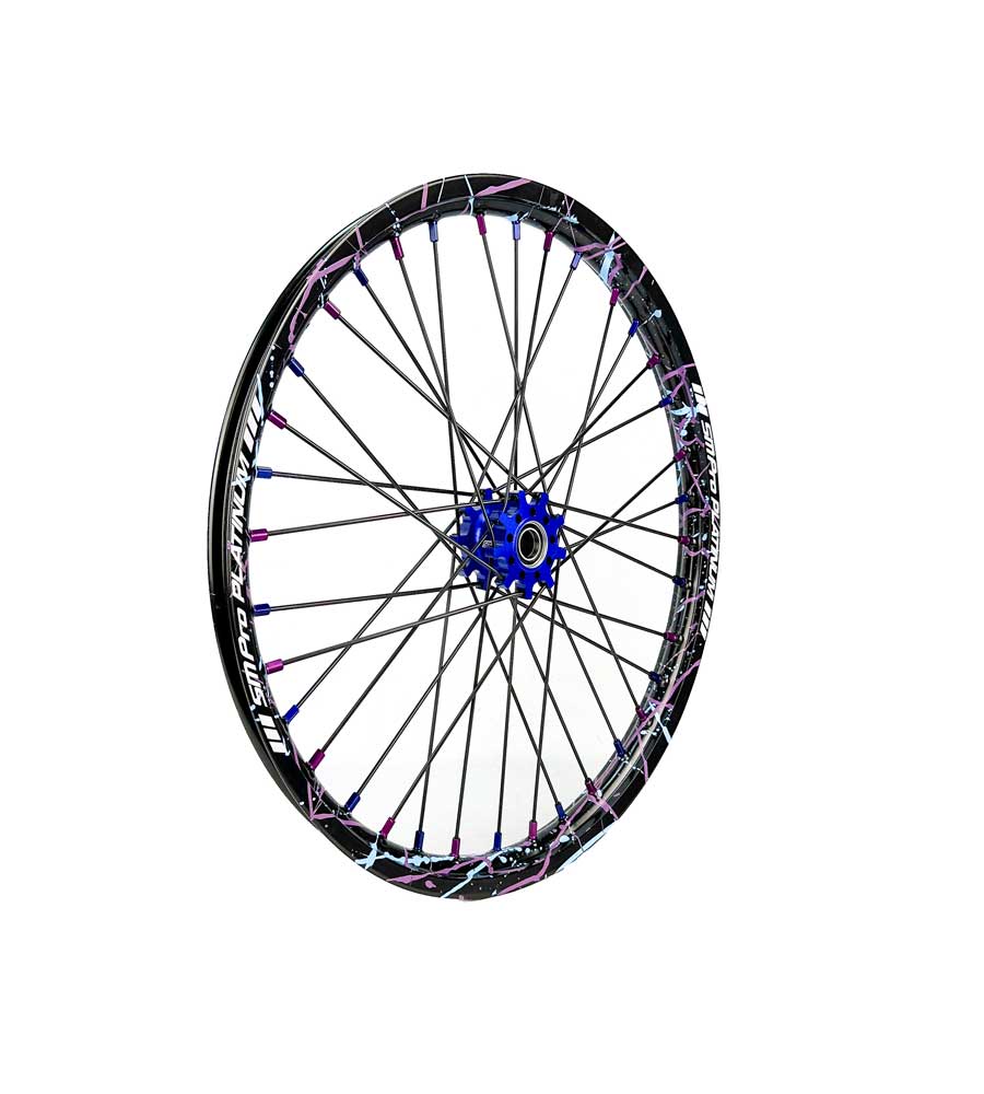 SM Pro Light Bee Wheelset – Splatterkote and Blue and Purple Nipples - EVFREAKSSM Pro Light Bee Wheelset – Splatterkote and Blue and Purple Nipples
