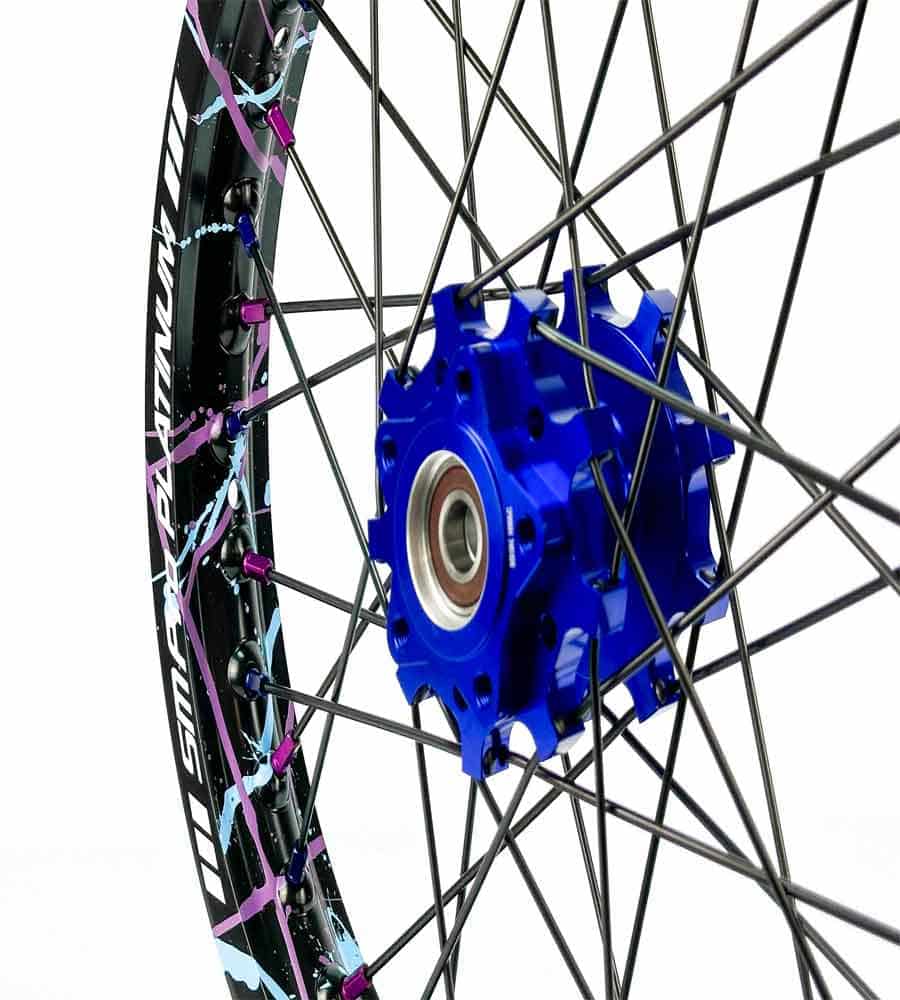 SM Pro Light Bee Wheelset – Splatterkote and Blue and Purple Nipples - EVFREAKSSM Pro Light Bee Wheelset – Splatterkote and Blue and Purple Nipples
