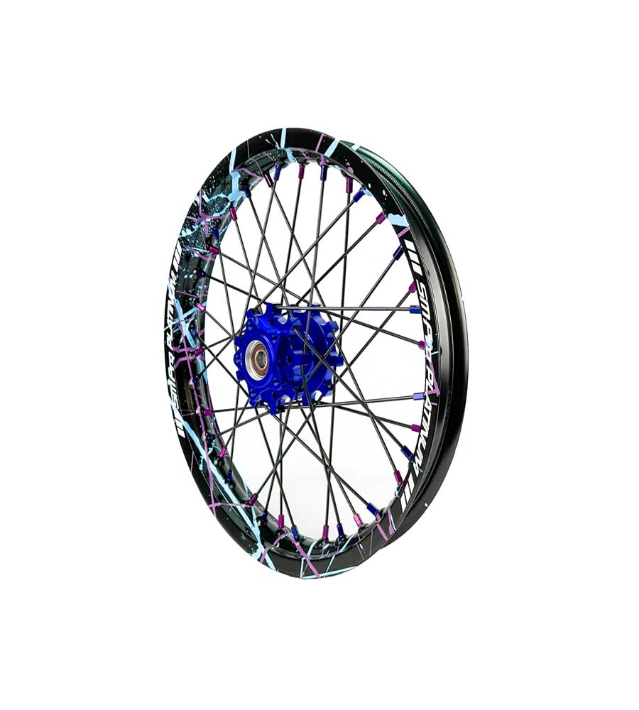 SM Pro Light Bee Wheelset – Splatterkote and Blue and Purple Nipples - EVFREAKSSM Pro Light Bee Wheelset – Splatterkote and Blue and Purple Nipples