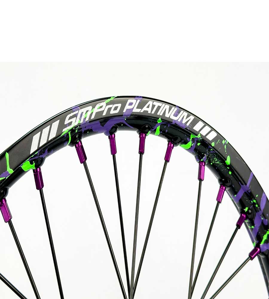 SM Pro Light Bee Wheelset – Splatterkote and Purple Nipples - EVFREAKSSM Pro Light Bee Wheelset – Splatterkote and Purple Nipples
