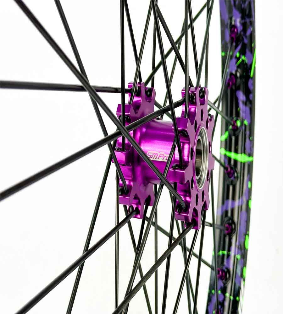 SM Pro Light Bee Wheelset – Splatterkote and Purple Nipples - EVFREAKSSM Pro Light Bee Wheelset – Splatterkote and Purple Nipples